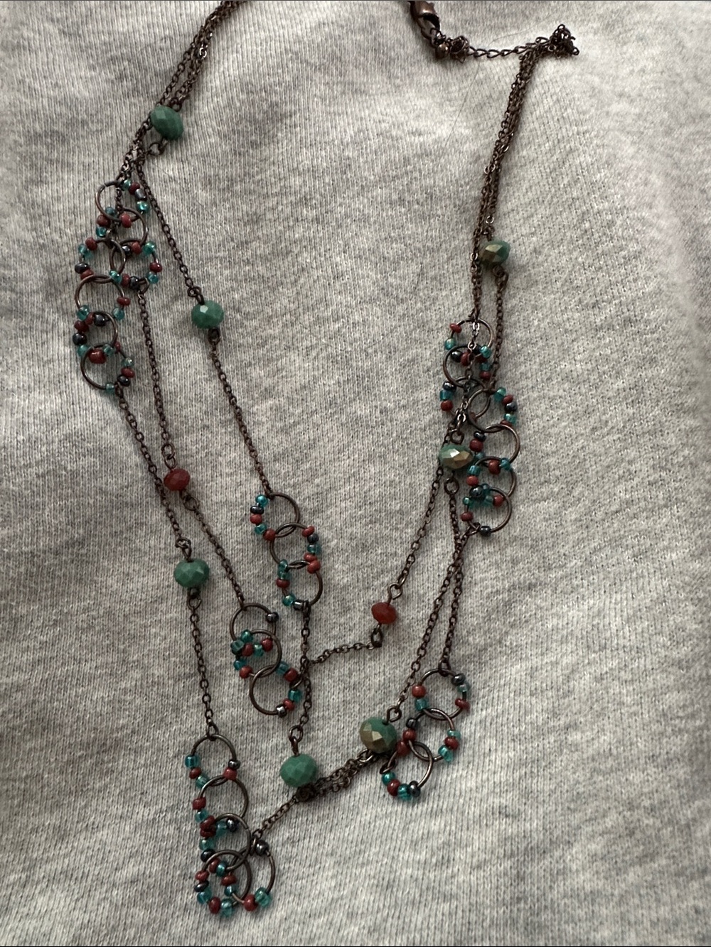 Multi-Strand Turquoise & Coral Bead Women’s Necklace